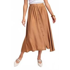 NEW GIGIO button down midi skirt in dark sand